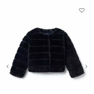 Janie and Jack Channel Faux Fur Kids Jacket - Dark Marine